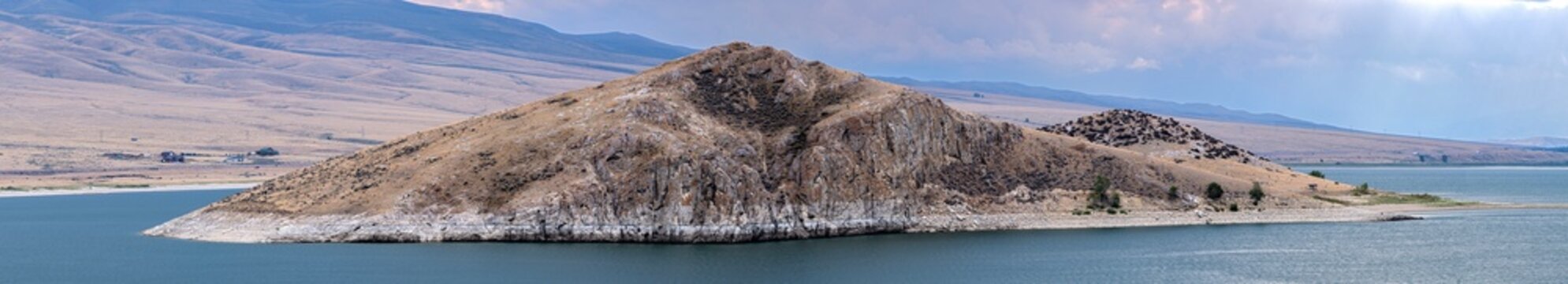 Panorama of the island in the middle of the Clark Canyon Reservoir near Dillon, Montana, USA