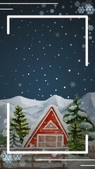 Vertical winter background with winter landscape