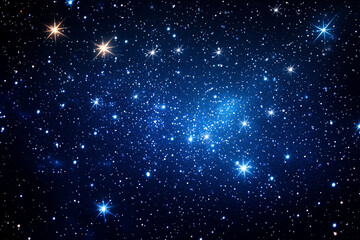 Fototapeta premium Night sky with sparkling stars on black background, peaceful starlit sky with cosmic view