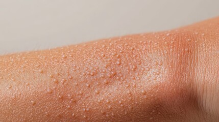 Fototapeta premium Close-Up of Keratosis Pilaris on Upper Arm Showcasing Natural Texture and Skin Condition Awareness for Health and Skincare Education