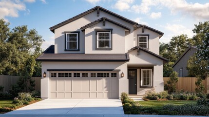 Modern suburban lifestyle in California showcasing a typical single-family tract home with built-in garage emphasizing community living and family dynamics in a serene neighborhood setting