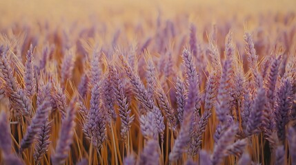 Fototapeta premium A close-up of a field of lavender flowers in a sea of green grass