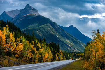 Fototapeta premium Autumn Road via Kananaskis Country Alberta Canada