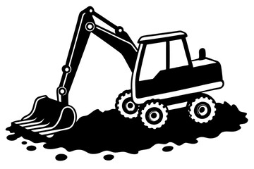  Cute Digger silhouette minimalistic vector art illustration