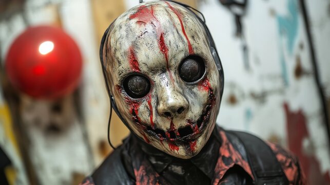 Eerie horror purge mask for carnival celebration featuring vibrant colors and spooky design perfect for themed parties and Halloween festivities