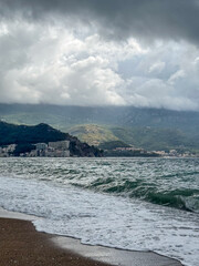 The Adriatic coast on a cloudy day in Montenegro