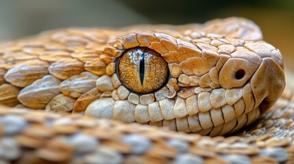 Fototapeta premium A close-up of a snake's eye, capturing the detailed scale patterns around it and the intense gaze of the reptile.