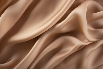 Fototapeta premium Processed collage of smooth wavy beige light brown satin silk cloth fabric texture. Background