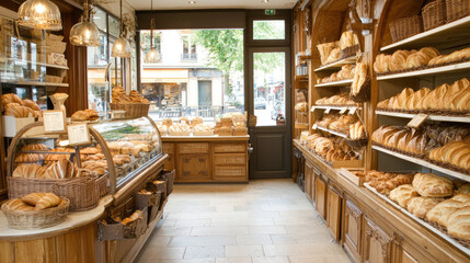 the illustration of interior of a bakery shop 