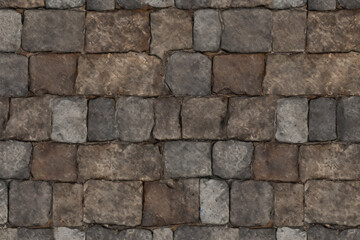 Obraz premium Processed collage of old street pavement surface texture. Background for banner, backdrop