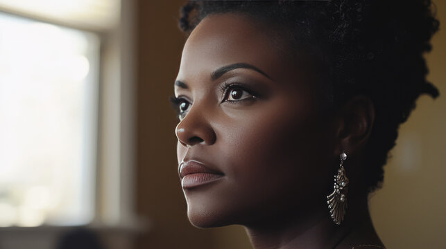 black woman politician is sad and depressed because she lost and has no future 