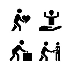 Volunteer helping icons set silhouette Vector art illustration