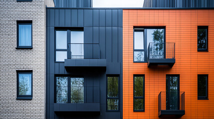 A stylish facade with contrasting materials and colors