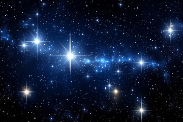 Obraz premium Night sky with sparkling stars on black background, peaceful starlit sky with cosmic view