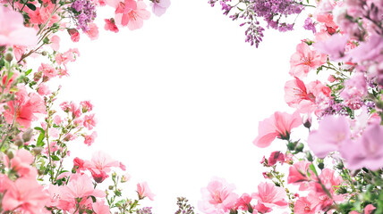 春の華やかな花のフレーム素材。ピンク,綺麗,可愛い,テキストスペース,コピースペース,