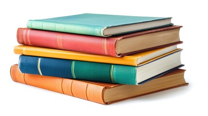 Stack of Books on White Background – Minimalist and Classic Design