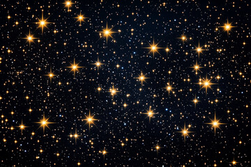 Obraz premium Night sky with sparkling stars on black background, peaceful starlit sky with cosmic view