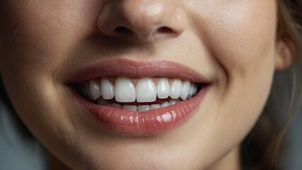 Bright and Healthy Smile: Captivating Close-Up of Sparkling White Teeth for Promoting Dental Care and Oral Hygiene