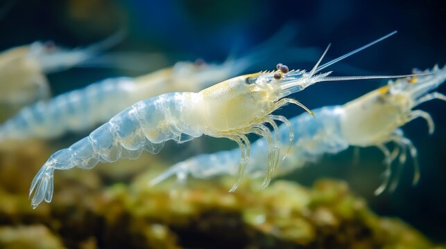 Vibrant Pacific White Shrimp in Ecuadorian Aquaculture Showcasing Sustainable Seafood Farming Practices in Latin America for a Healthy Ocean Ecosystem