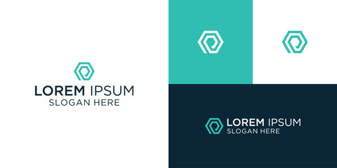 letter p hexagon logo design vector illustration template