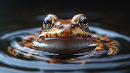 an A frog croaking in a rhythmic pattern to attract a mate during the breeding season.