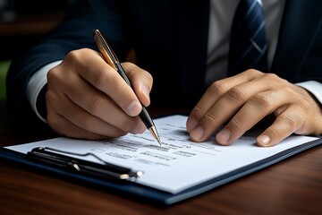 Naklejka premium Customer filling out a feedback form after a business conference, with specific questions about the eventâ€™s organization and content, representing the importance of post-event surveys