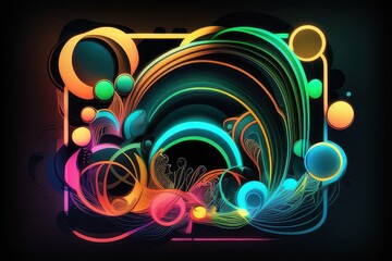 Futuristic Neon Abstract 3D Art with Dynamic Swirls and Vibrant Colors