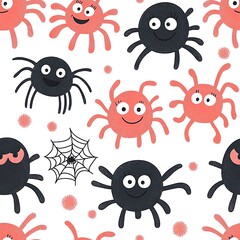Obraz premium Cute spiders with webs