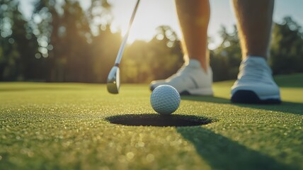 golfer putting a ball into the hole