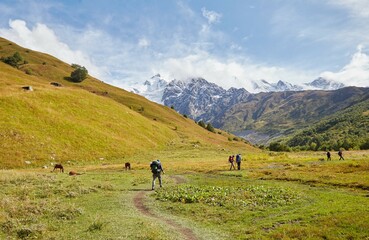 Hiking from Mestia to Ushguli in Georgia's mountainous Svaneti region