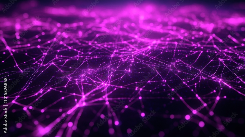 Aufkleber an array of glowing purple lines crossing and weaving, forming a complex network on a dark backgroun