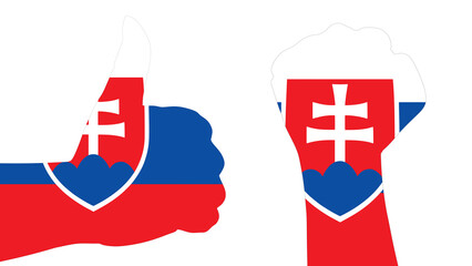 Graphic illustration of hand and part of the arm Slovakia flag