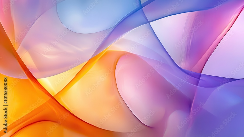 Poster abstract colorful waves in soft gradients, digital art background design