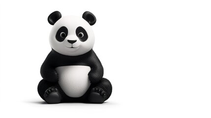 Naklejka premium Adorable panda resting against a pristine white background, showcasing its distinctive black and white fur. This charming image captures the playful and gentle nature of the panda, 