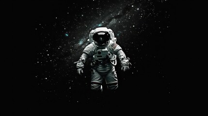 Minimalistic Astronaut Floating in Deep Space