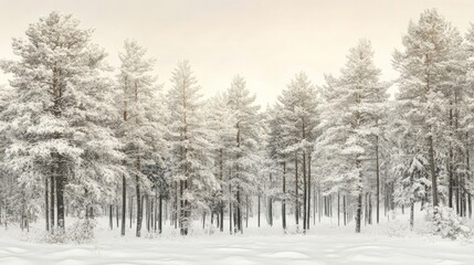 Snow-covered pine trees sparkle in the winter sun, creating a breathtaking winter wonderland.