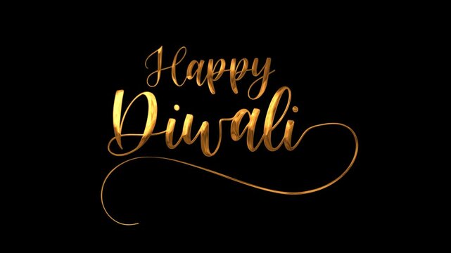 Happy Diwali Text Animation on Gold Color. Perfect for festive social media posts, greeting cards, and holiday designs.