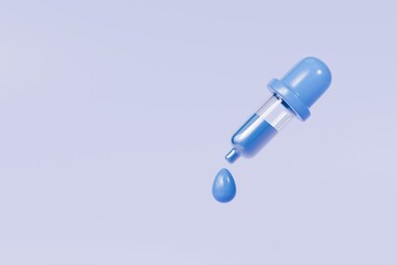 3d Dropper tool color palette guide icon on isolated purple background. Painter tool art design concept. Swatch tool suck colors use in design program. 3d Minimal color pick designer tool. 3d render.