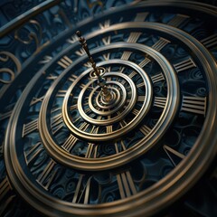 Naklejka premium Ornate roman numeral clock face with intricate details and concentric design