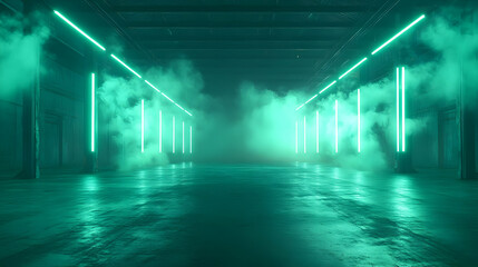 Fototapeta premium 3D Render of Futuristic Neon Lights Corridor