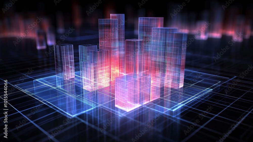 Poster abstract 3d data visualization with glass structures