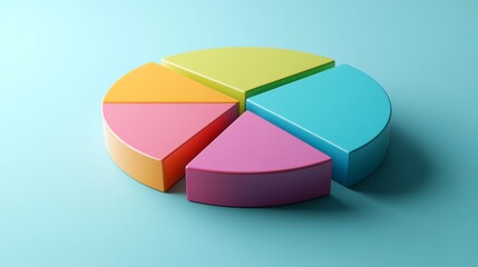 Obraz premium Colorful 3D Pie Chart on a Light Background