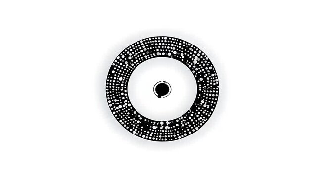 random dots spin inrotating circle creating simple black white loading icon 4K video footage complete alpha channel transparency serves asprogress indicator design monochrome
