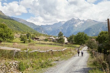 Hiking from Mestia to Ushguli in Georgia's mountainous Svaneti region