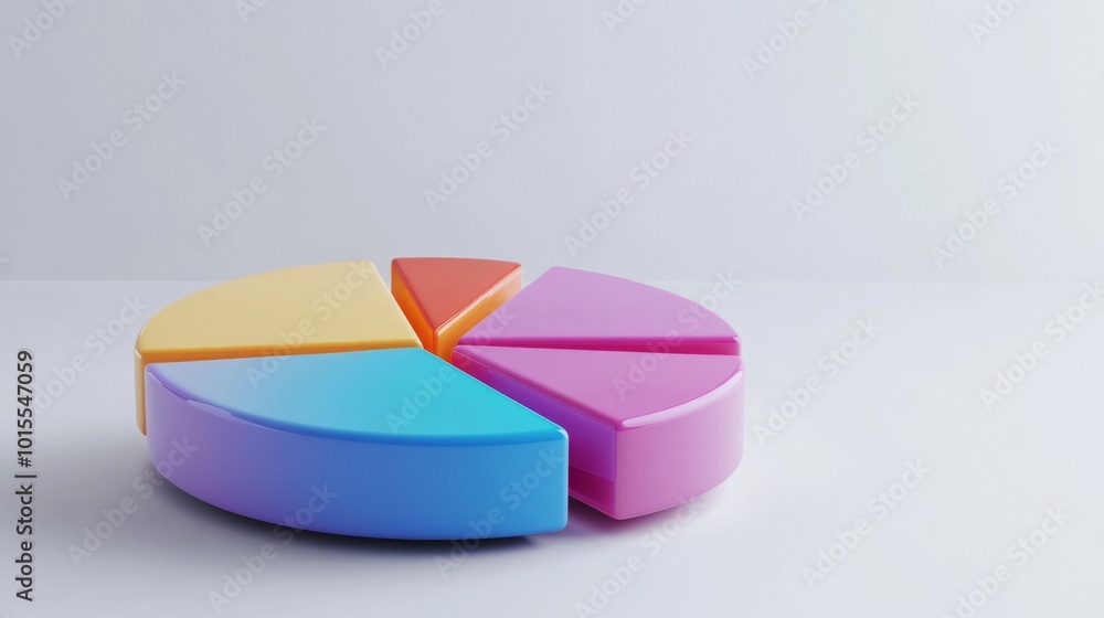 Poster colorful pie chart model on smooth surface