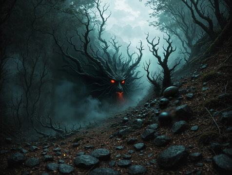 &ldquo;Forest Guardian with Fiery Tendrils&rdquo;