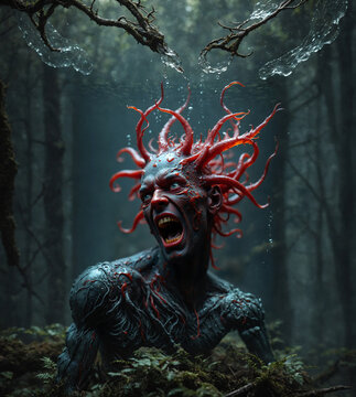 &ldquo;Forest Guardian with Fiery Tendrils&rdquo;