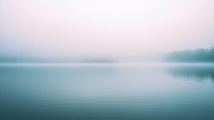 Obraz premium Surreal landscape with ethereal pastel colors and dreamlike qualities, featuring soft light, low contrast, and high detail. The wide-angle shot captures a tranquil, misty atmosphere with muted tones 