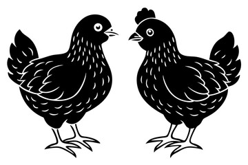 chickens silhouette minimalistic vector art illustration 