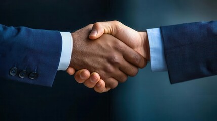 Two professionals exchanging firm handshakes after negotiating a partnership deal, partnership agreement, successful outcome
